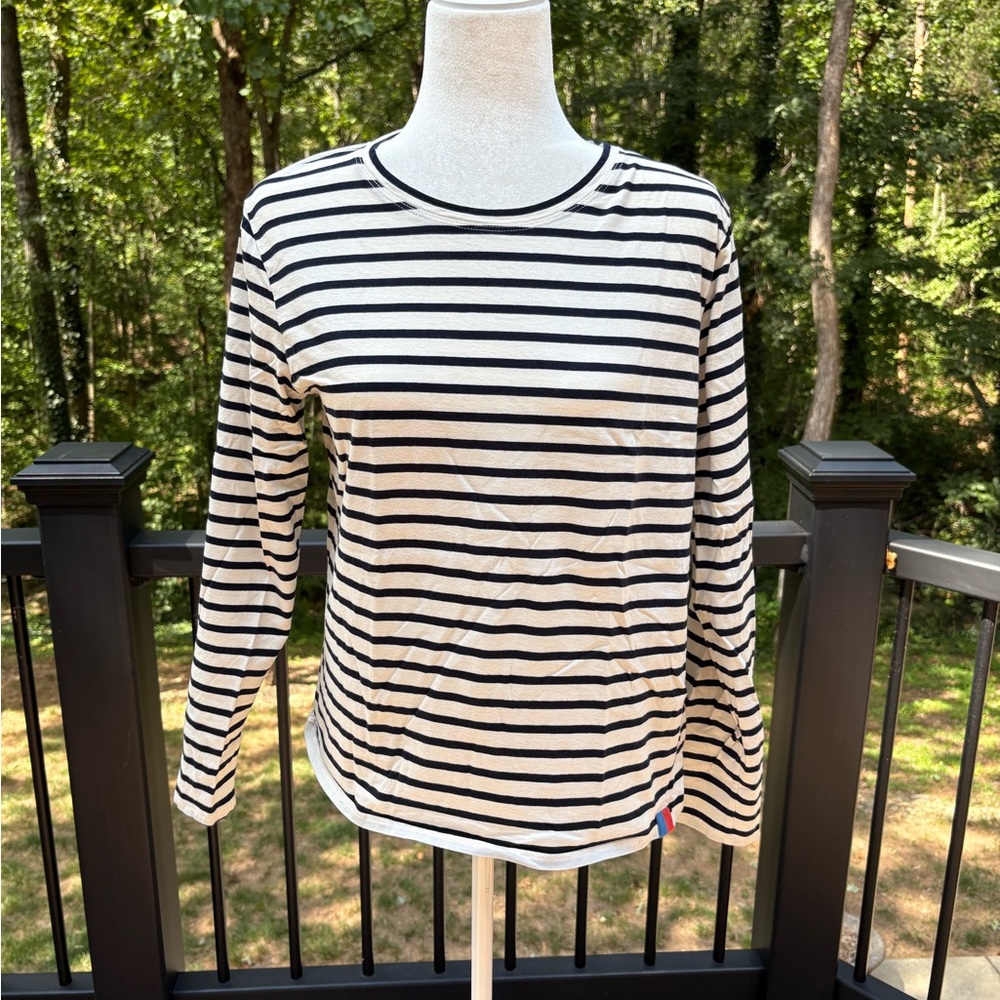 KULE navy and cream Striped Long Sleeve Tee